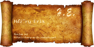 Háry Erik névjegykártya
