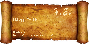 Háry Erik névjegykártya